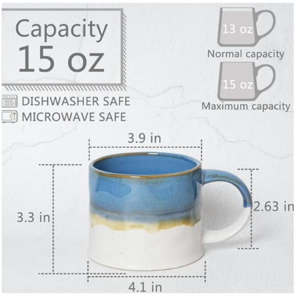 Set of 2 Stoneware Ceramic Mugs - Picture 2 of 10